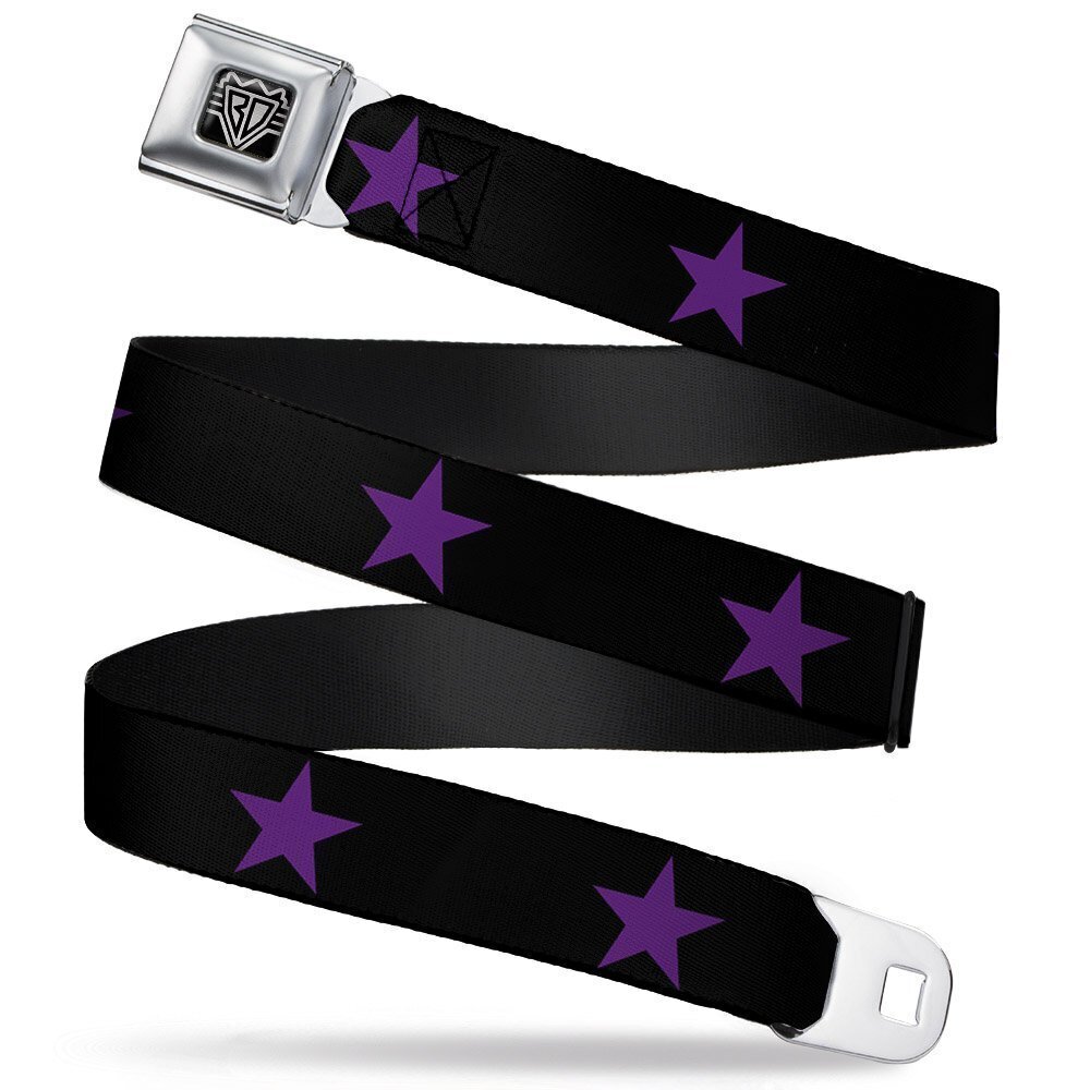 3755 Seatbelt Belt - Star Black/Purple - 1.5" Wide - 24-38 Inches in Length